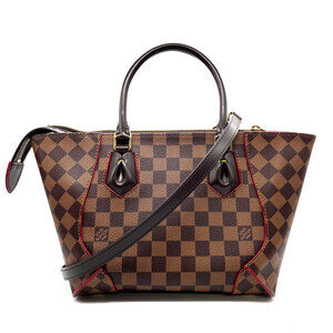Louis Vuitton Damier Bag Kaisa Shoulder Ebene Red Brown Canvas Tote Brown